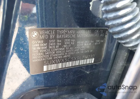 2011 BMW X3 xDrive28I from USA, damaged, VIN 5UXWX5C5XBL714230